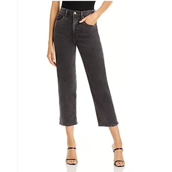 pistola Denim - Pistola Cassie Super High Rise Cropped Jeans Charcoal Gray Distressed Stretch 26